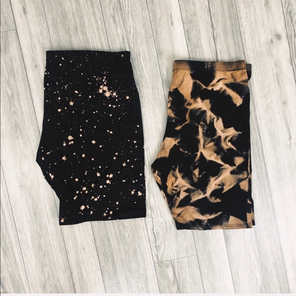 NEW Black Bleached biker shorts S-3X - Picture 4 of 5